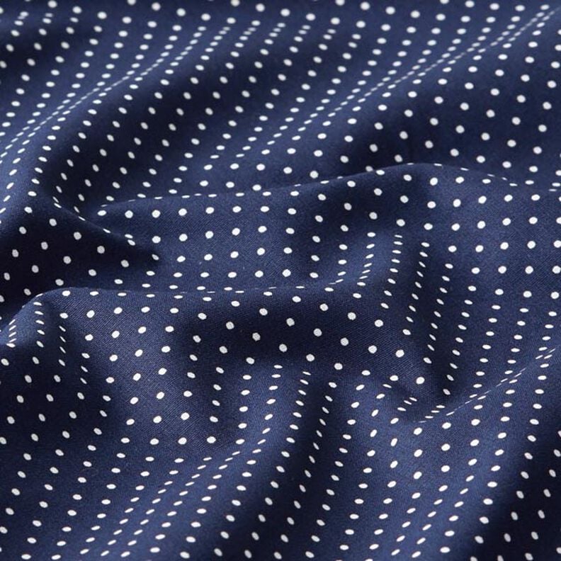 Bomuldspoplin små prikker – marineblå/hvid,  image number 2