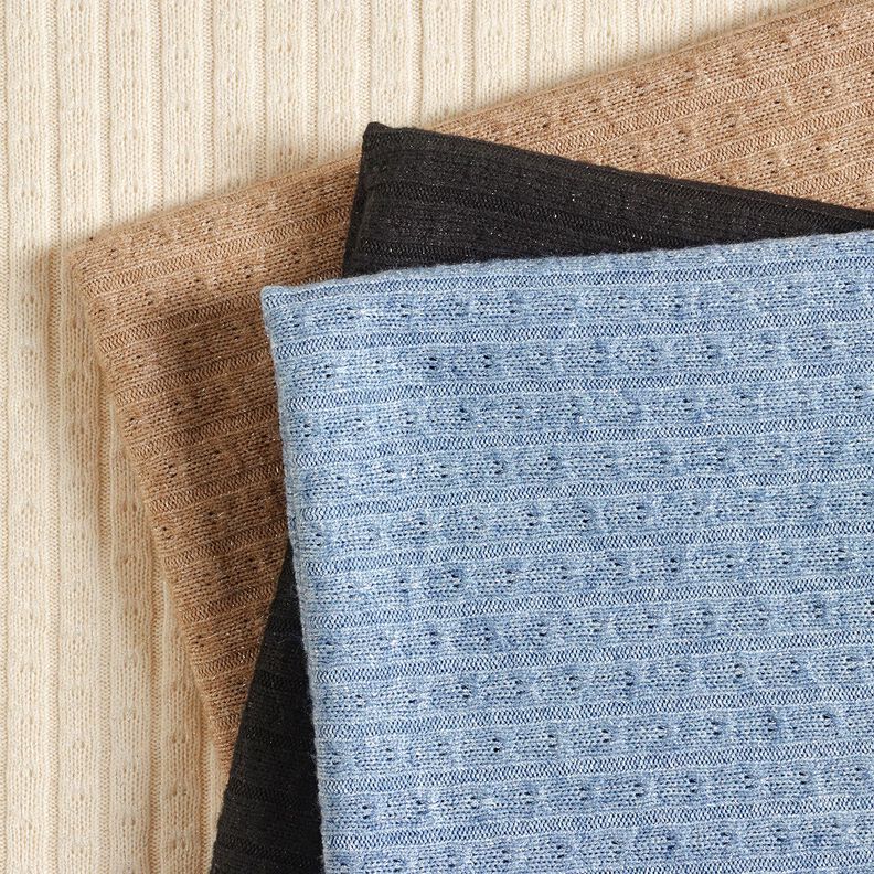 Strikstof Ajour med elegante glimmerstriber – lysebrun,  image number 5