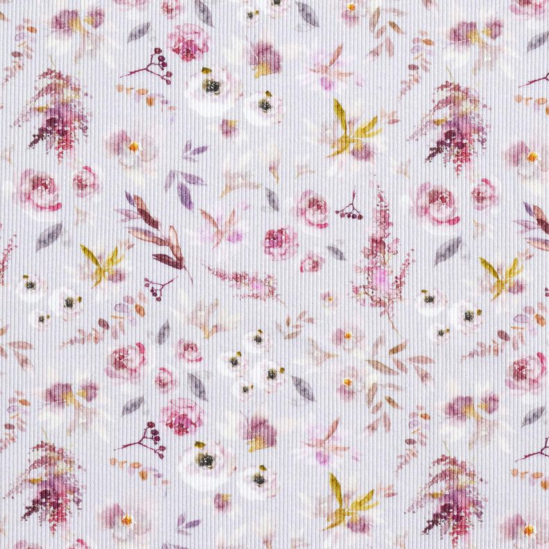 Rib-jersey Delikate vilde blomster, digitaltryk – pastelhyld/rødlilla,  image number 1