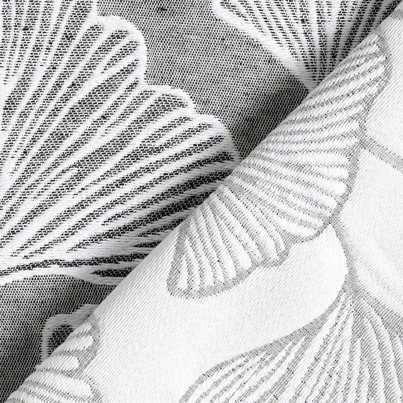 Dekorationsstof Jacquard stor ginkgo – granit/elfenben,  image number 4