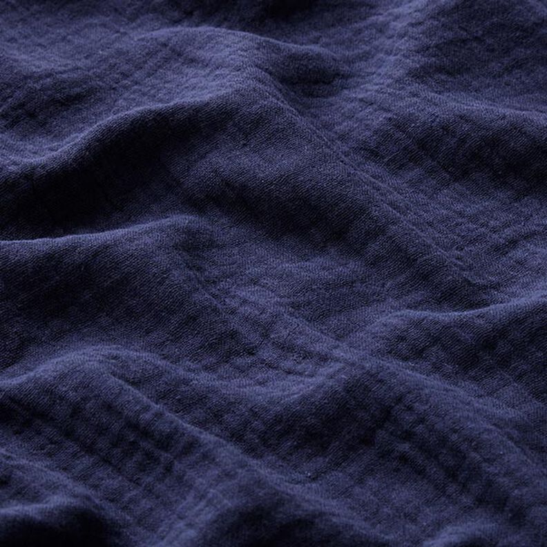 GOTS Musselin/Dobbelt-Crincle stof | Tula – marineblå,  image number 3