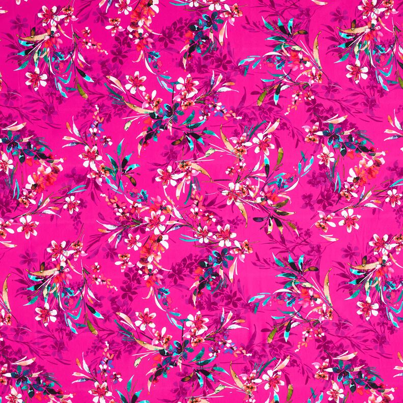 Badetøjsstof akvarelblomster – purpur/hvid,  image number 1