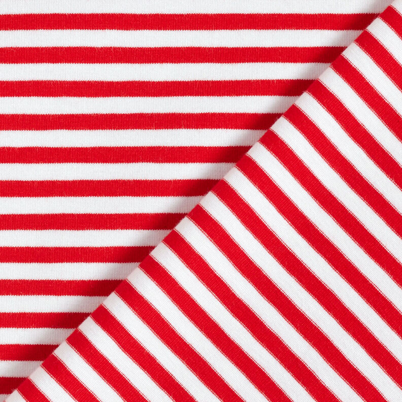 Bomuldsjersey smalle Striber – rød/hvid,  image number 4