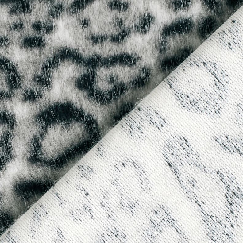 Kunstpels Sneleopard – sølv/antracit,  image number 4