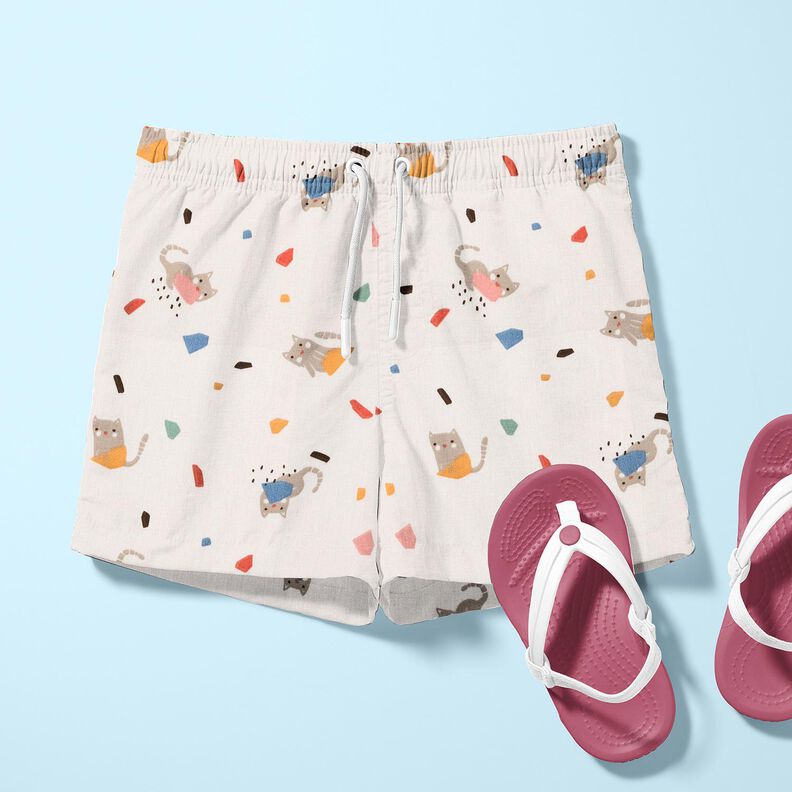 Bomuldspoplin Kattekonfetti – elfenben/lys taupe,  image number 5