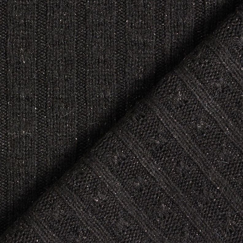 Strikstof Ajour med elegante glimmerstriber – sort,  image number 4