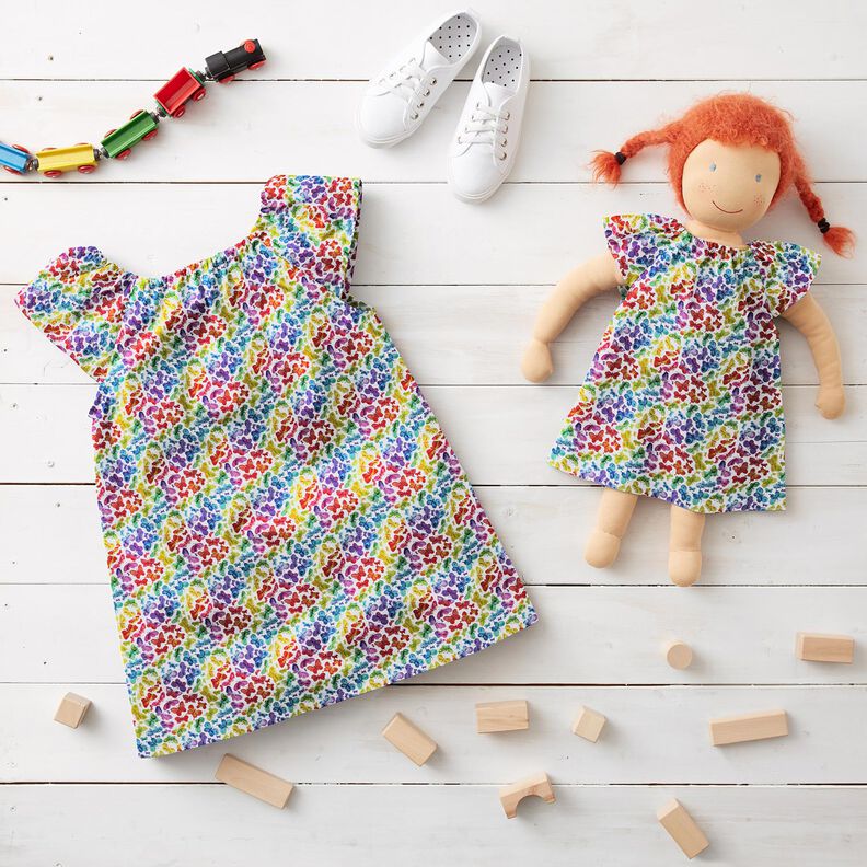 Bomuldspoplin regnbue-sommerfugle Digitaltryk – hvid/farverig,  image number 6