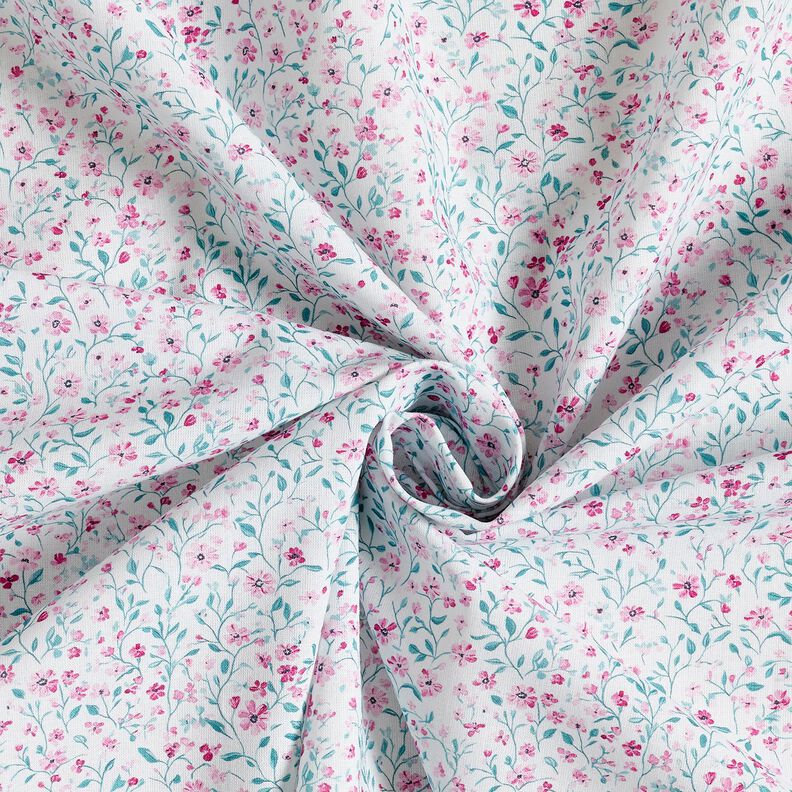 Bomuldsstof Poplin sarte blomster – pebermynte/pastelviolet,  image number 3