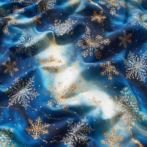 French Terry Sommersweat Snefnug Mælkevejen | Glitzerpüppi – indigo/gammelguld, 