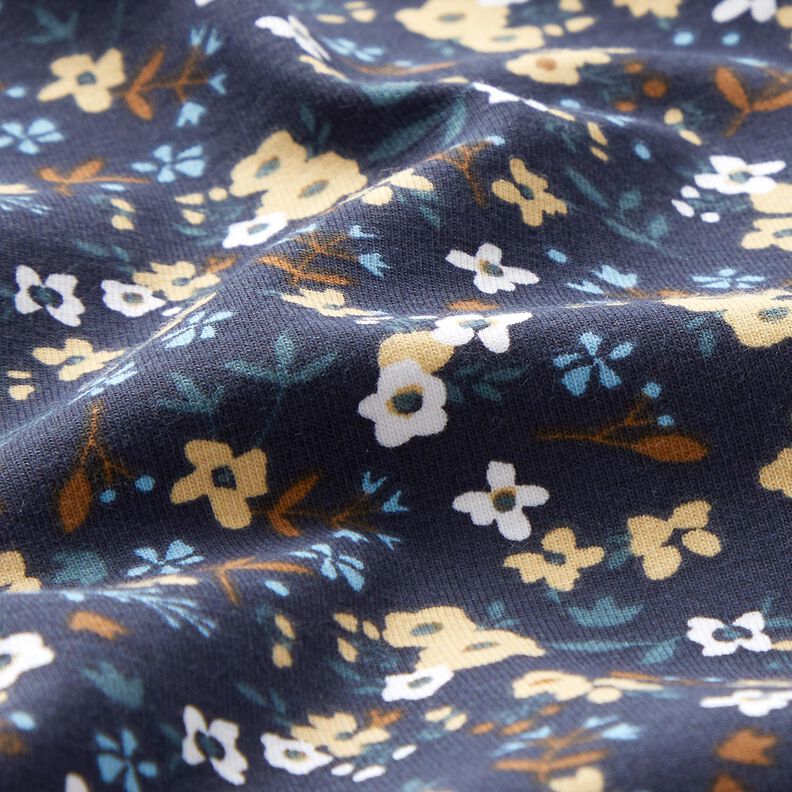 Bomuldsjersey Millefleurs – natblå,  image number 2