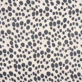 Chiffon abstrakte cirkler &ndash; hvid/sort, 