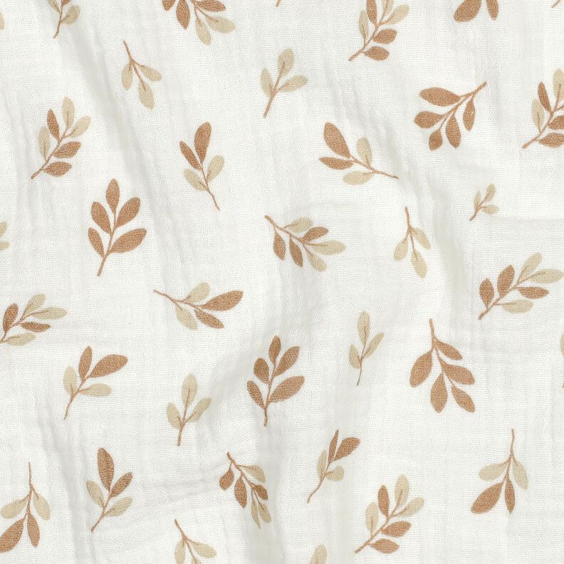 Musselin/Dobbelt-Crincle stof grene | Poppy Fabrics – elfenben/mocca,  image number 2