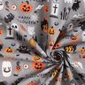 Bomuldsstof Poplin Happy Halloween – elefantgrå/lysorange,  thumbnail number 3