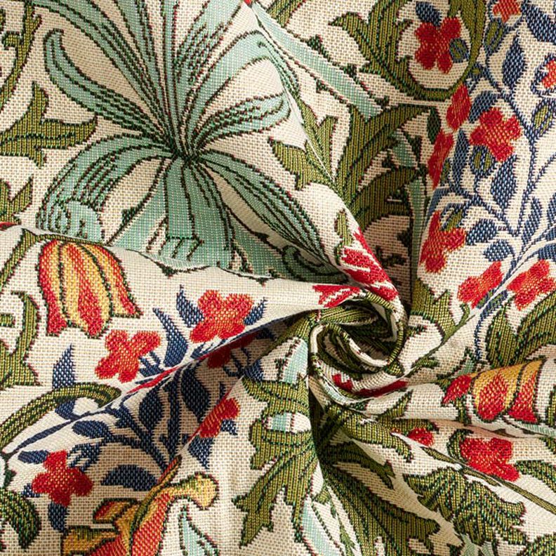 Dekorationsstof Gobelin blomster art nouveau-motiv – creme/lysegrøn,  image number 3