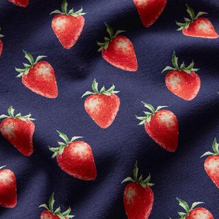 Bomuldsjersey jordbær Digitaltryk | STENZO – marineblå/ildrød, 