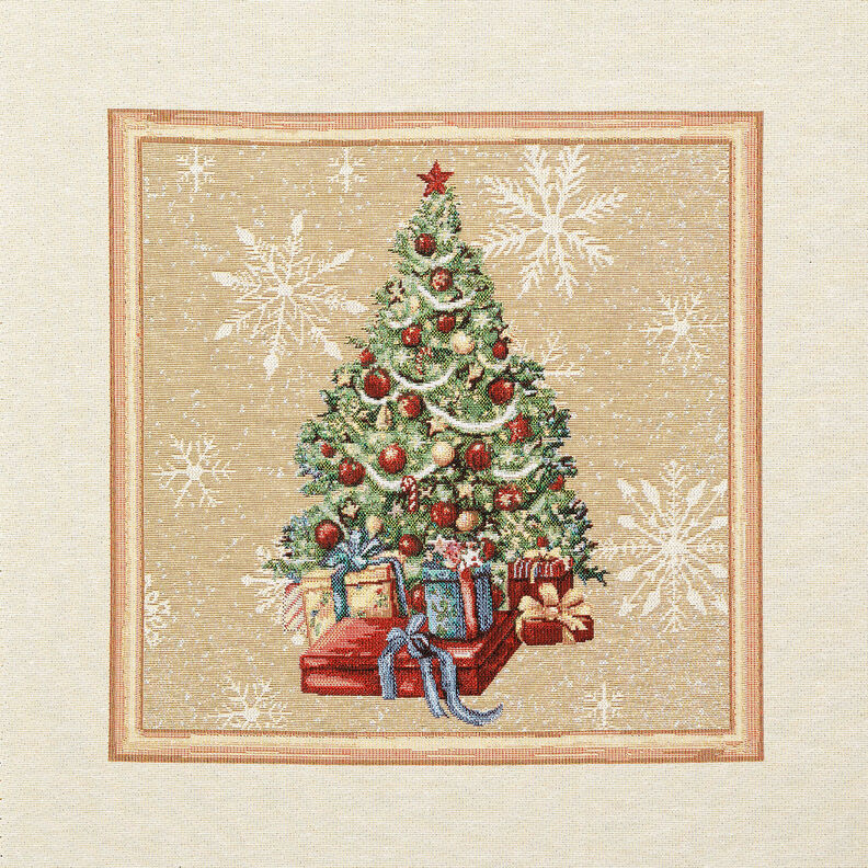 Dekorativt panelstof Gobelin grantræ – karminrød/lysebeige,  image number 1