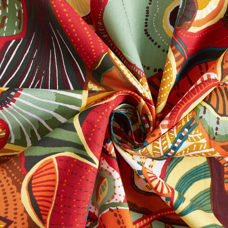 Bomuldsstof Cretonne folklore blomster – karminrød/petrol,  image number 3