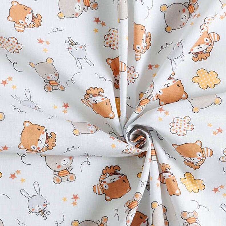 Cretonne små kaniner og bjørne – tågegrå,  image number 3