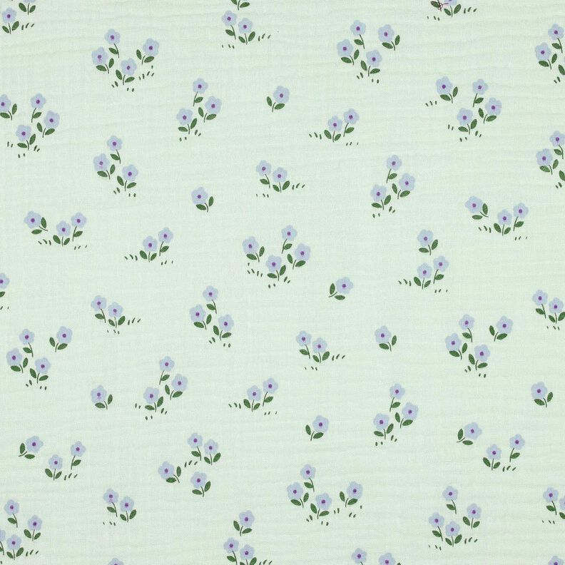 Musselin/Dobbelt-Crincle stof små blomster | Poppy Fabrics – lys mint,  image number 1