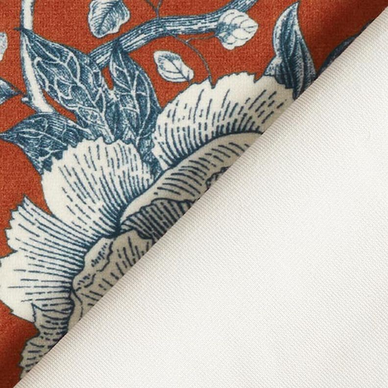 Dekorationsfløjl elegante blomster – terracotta,  image number 5