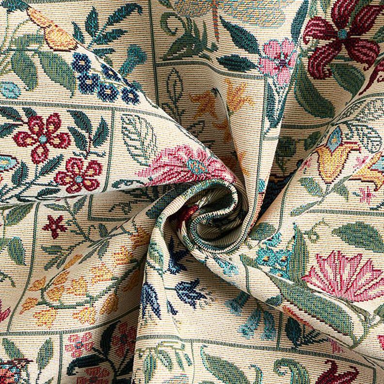 Dekorationsstof Gobelin Blomster-kakler – lysebeige,  image number 3