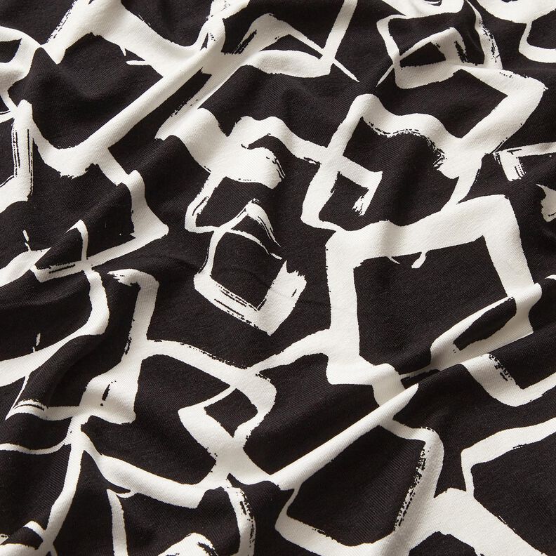 Viskosejersey spredte romber – sort/elfenben,  image number 2