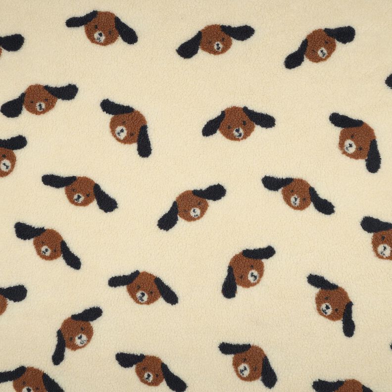 Teddyplys hundehoveder | Poppy Fabrics – lysebeige/sortbrun,  image number 1