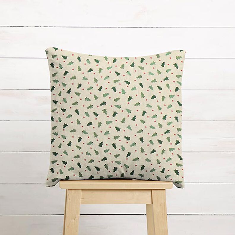 Dekorationsstof halvpanama små grantræer – natur,  image number 8