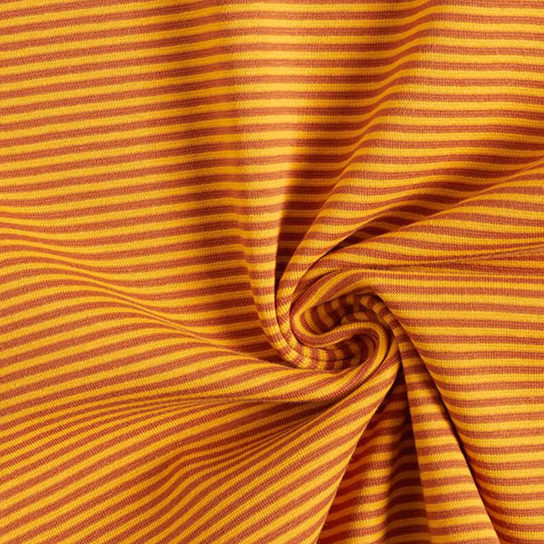 Ribvævet, rørformet stof smalle cirkler – terracotta/gul,  image number 3