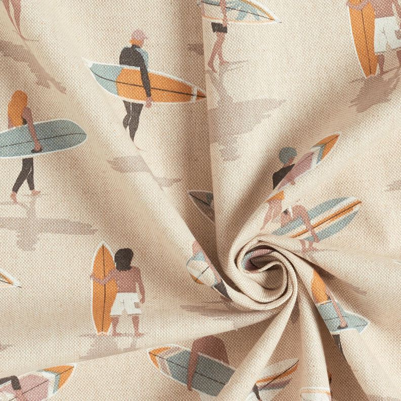 Dekorationsstof Halvpanama surfer &ndash; eukalyptus/natur,  image number 3