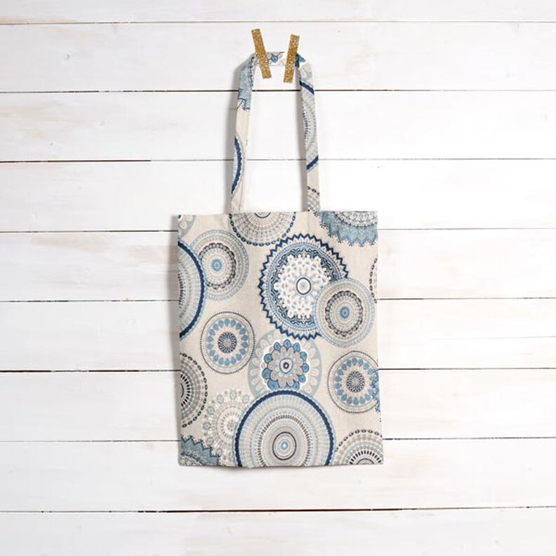 Dekorationsstof Halvpanama Mandala &ndash; bl&aring;,  image number 7