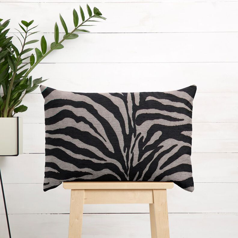 Polsterstof Jacquard zebra – sort/grå,  image number 9
