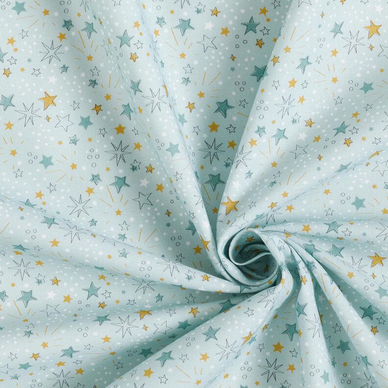 Bomuldspoplin stjernehimmel – babyblue,  image number 3