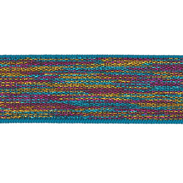 Elastisk bånd [ Bredde: 25 mm ] – turkisblå/pink,  image number 1