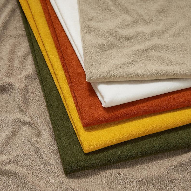 Frottéstof Stretch Ensfarvet – beige,  image number 5