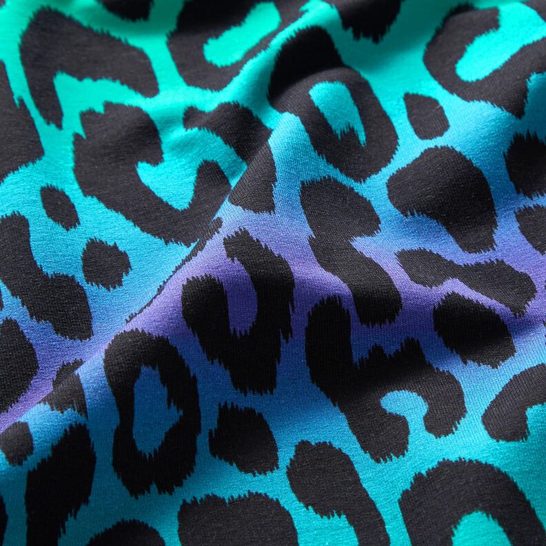 French Terry Sommersweat Farveforløb leopard Digitaltryk – blålilla/azur,  image number 2