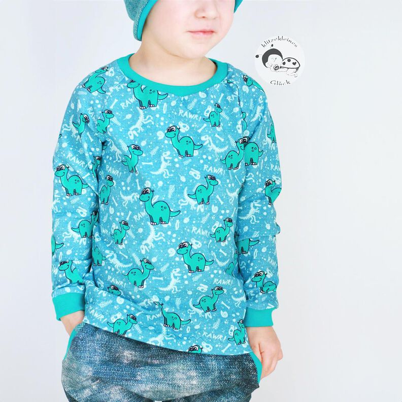 Bomuldsjersey dinosaurer og fossiler | Glitzerpüppi – lyseblå/pebermynte,  image number 5