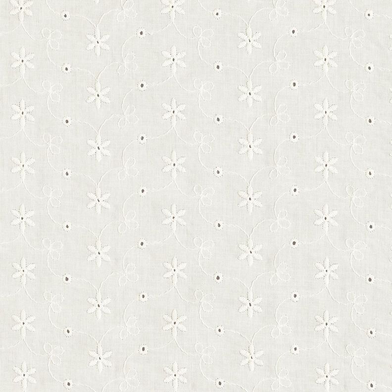 Bomuldsbatist Hulbroderi Blomsterranker – uldhvid,  image number 1