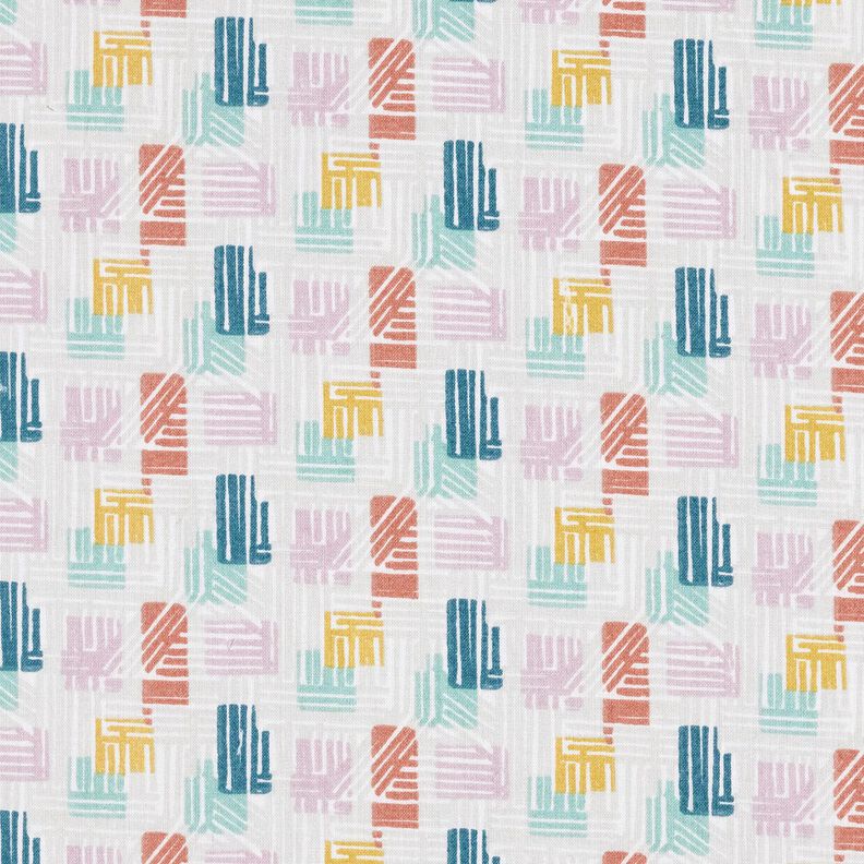 Bomuldsstof Cretonne skraverede former – sølvgrå/pastelviolet,  image number 1