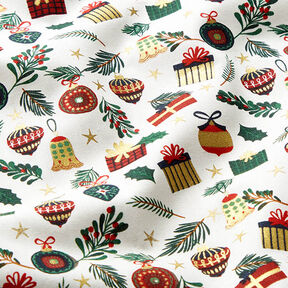 Bomuldsstof Poplin gaver – uldhvid/guld, 