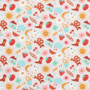 Bomuldspoplin Farverigt virvar– tågegrå, 