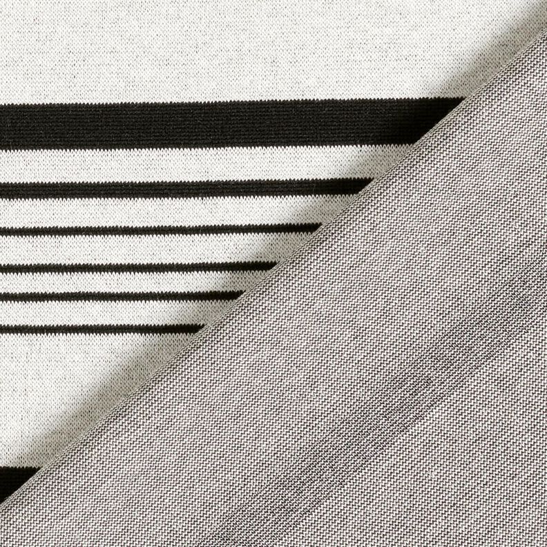 strikjacquard uregelmæssige striber – uldhvid/sort,  image number 5