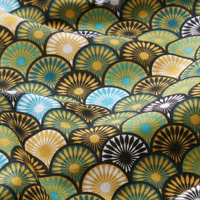 Bomuldsstof Cretonne runde vifter – petrol, 