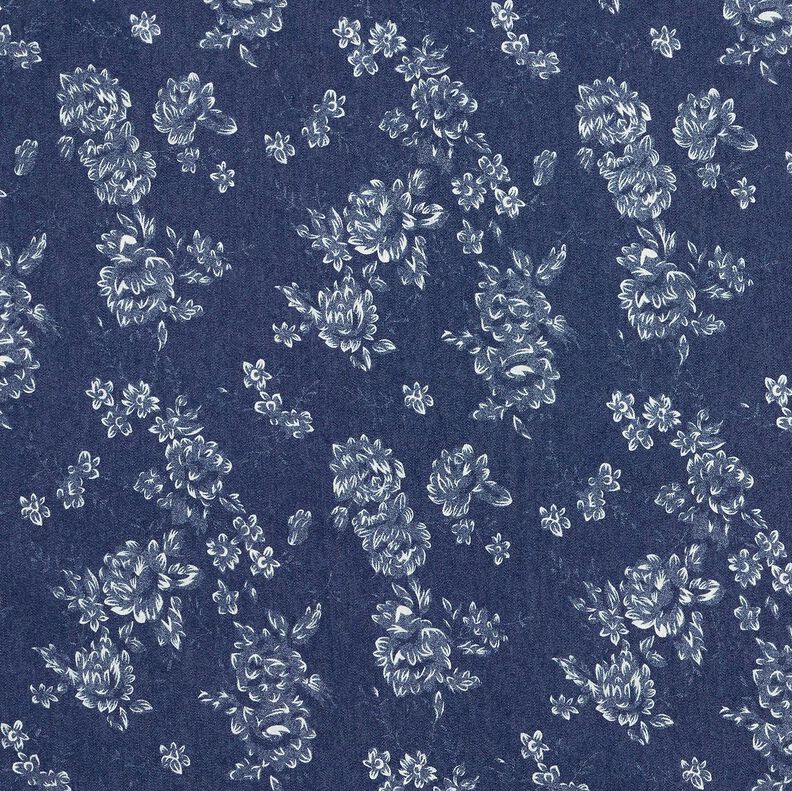 Chambray små roser – marineblå/uldhvid,  image number 1