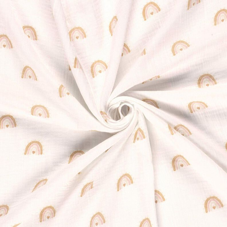 Musselin/Dobbelt-Crincle stof Akvarel-regnbuer Digitaltryk – elfenben,  image number 3