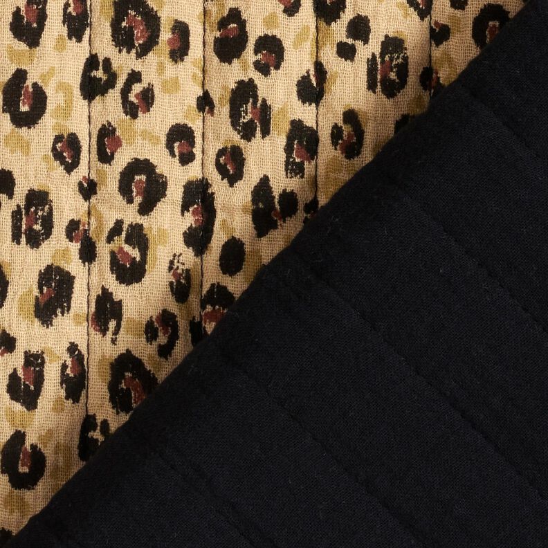 Musselin Quiltstof Leopardmønster – beige/sort,  image number 5