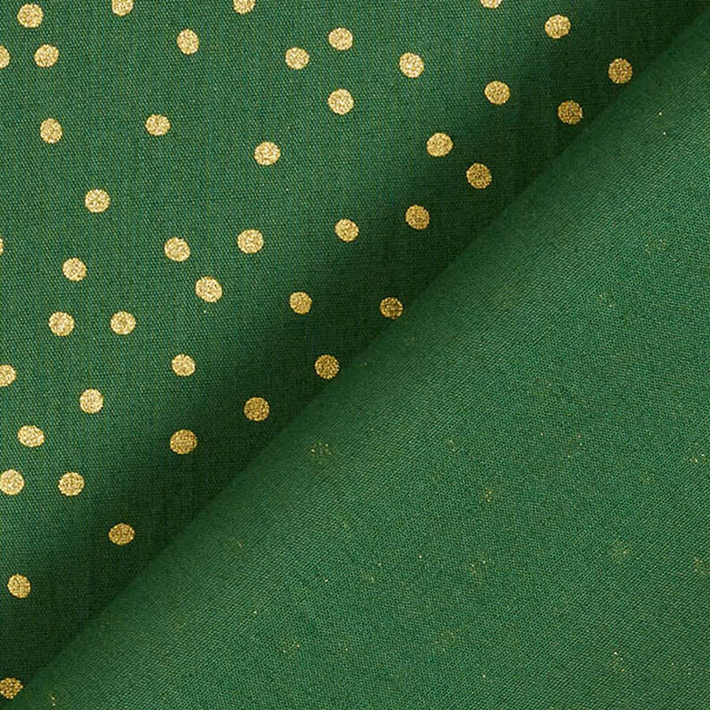 Bomuldsstof Poplin fine prikker – grøn/guld,  image number 4