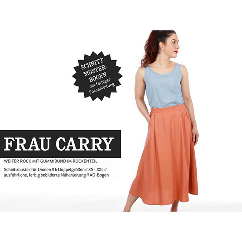 FRAU CARRY - bred nederdel med elastisk linning i ryggen, Studio Schnittreif  | XS -  XXL,  image number 1