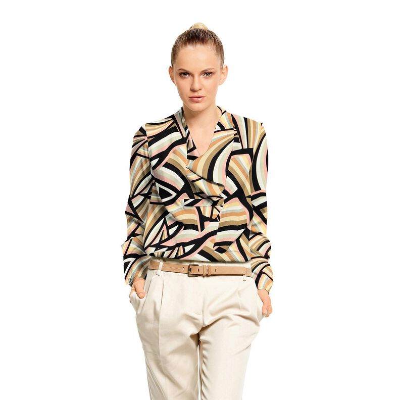 Viskosestof abstrakte linjer – sort/roséguld,  image number 5