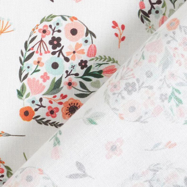 Bomuldsstof Perkal blomster i hjerter – hvid/rosa,  image number 4